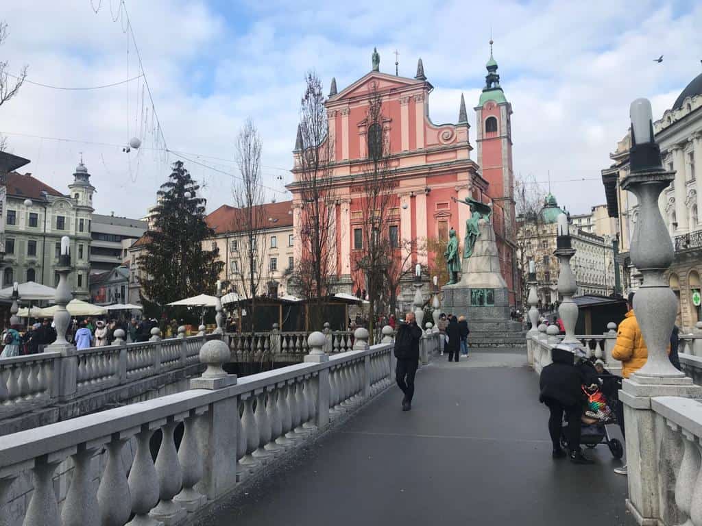 Ljubljana, Slovenia, Triple Bridge and Franciscan Church
